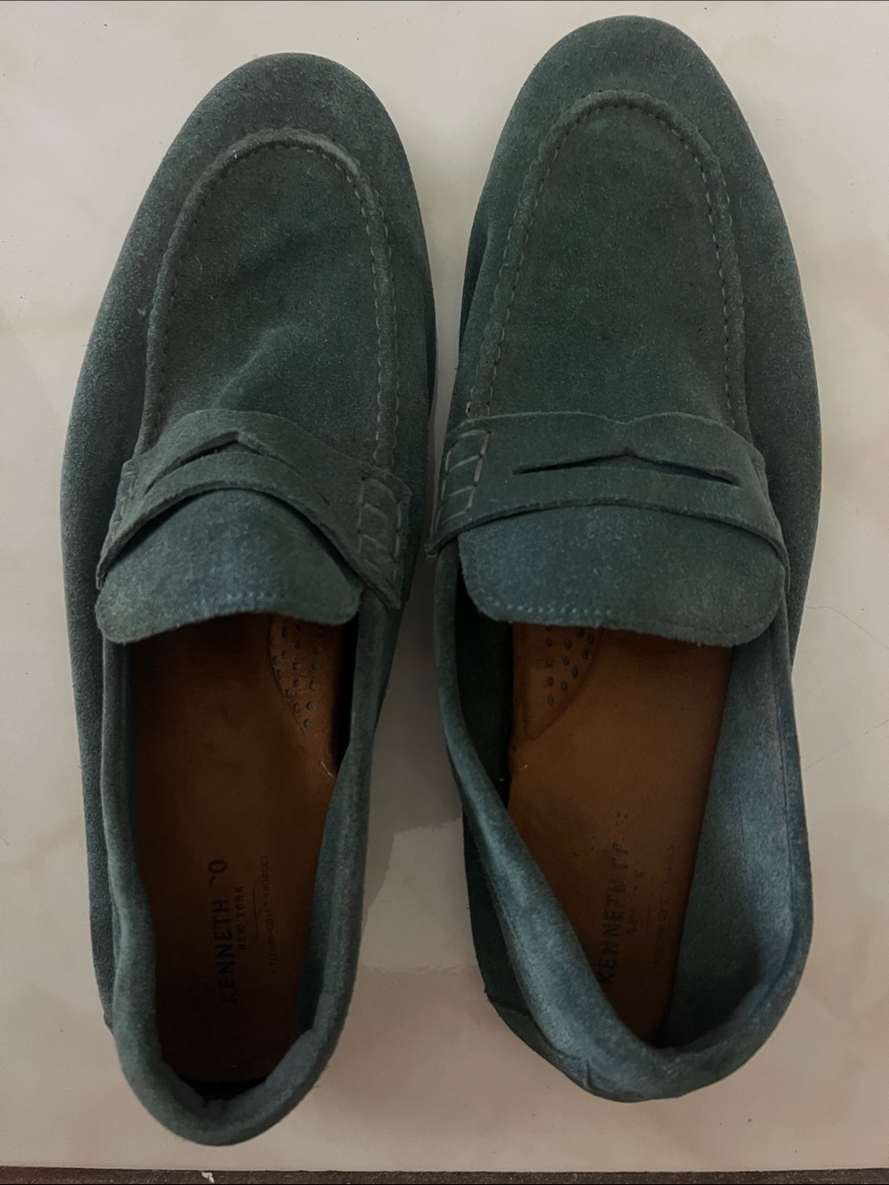 Kenneth Cole Men's Suede Penny Loafers in Dark Teal